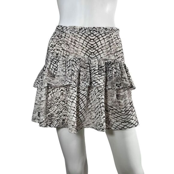 Dance & Marvel Skirt Women’s Medium Snakeskin Print Ruffled Mini Tan Grey - Picture 1 of 9